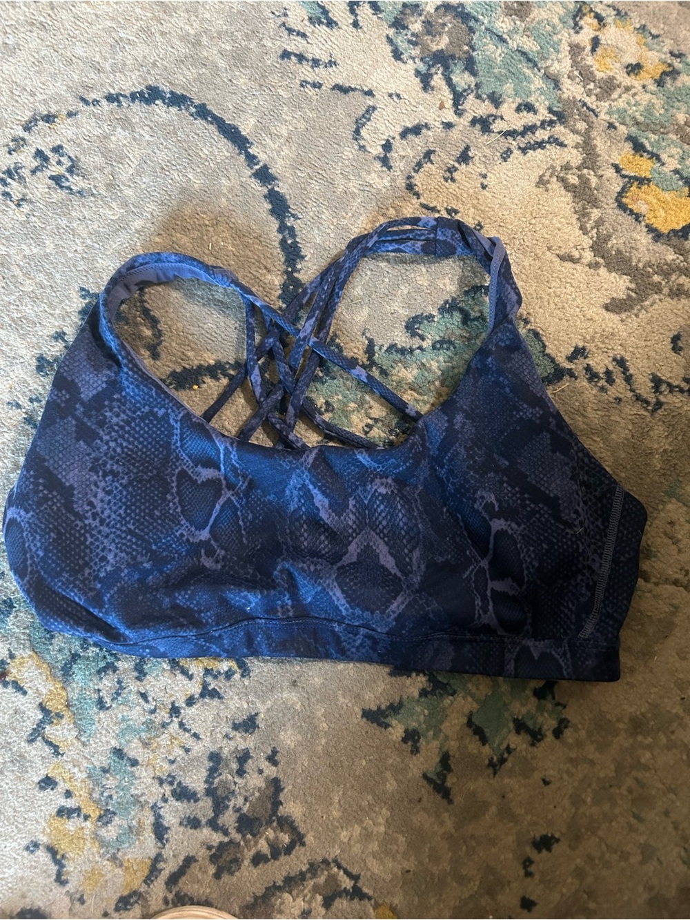 Victoria’s Secret xl Women’s Blue Snake-Print Swim Top with Strappy Back